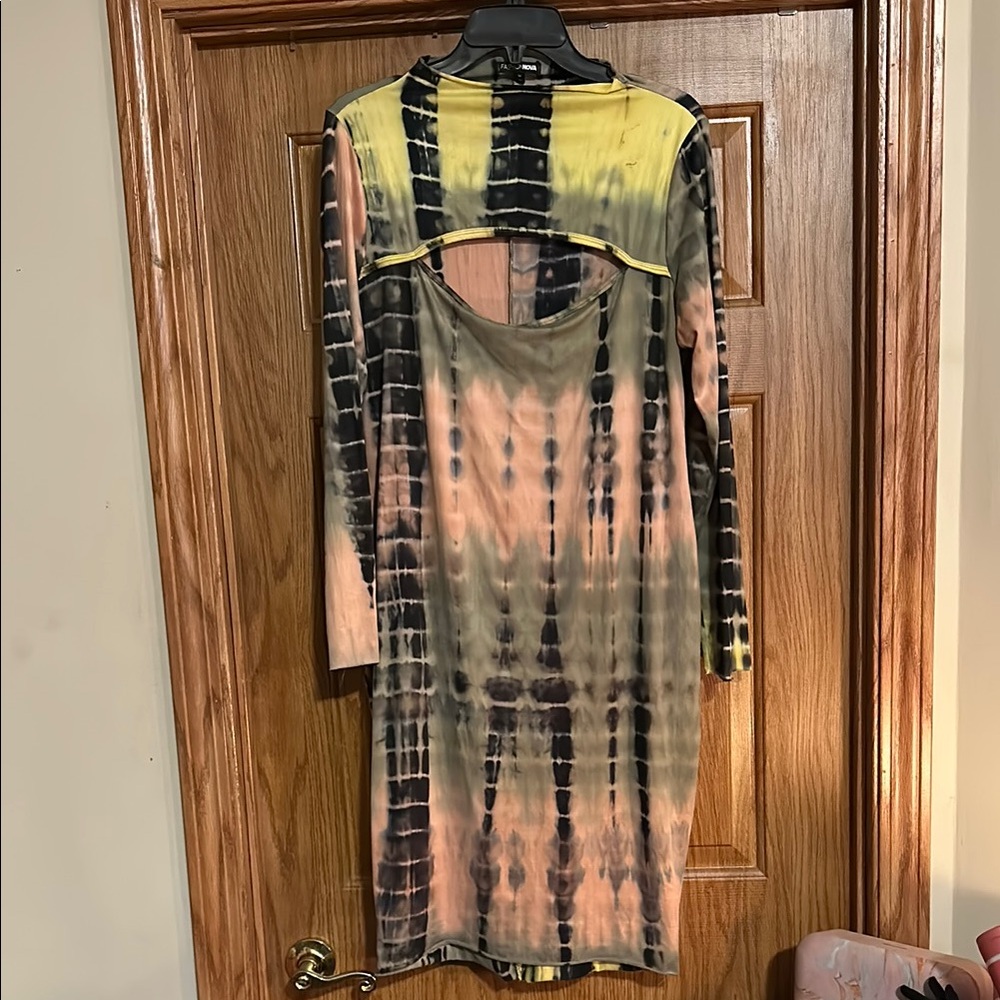 Multicolor Tie-Dye Long Sleeve Dress